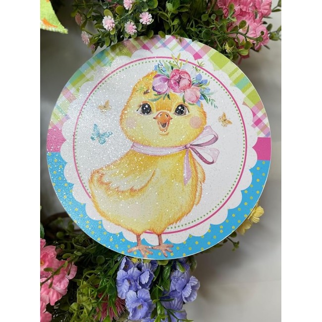 Spring Baby Chick Decor Wreath, Summer Floral Wreath for Mantel, Staircase, Home, Wall, Window, Front Door, Fireplace