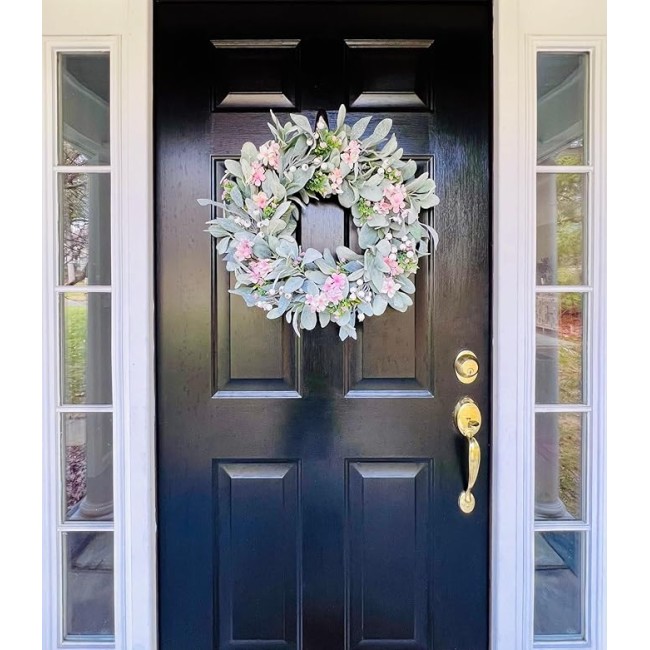 Spring Light Pink Flowers Cherry Blossoms Wreath, Beautiful Wreath for Parties, Front Door, Birthday, Wedding, Staircase, Home, Wall, Window, Gift(20 inches)