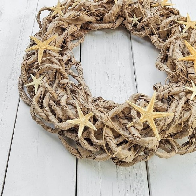 Elegant Starfish Nautical Beach Wreath, Beautiful Beach Wreath for Mantel, Staircase, Home Decor, Wall, Window, Front Door, Gift
